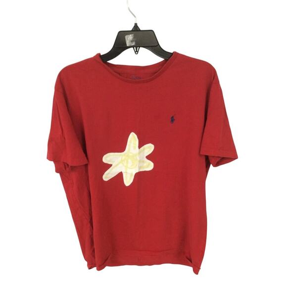 Polo Ralph Lauren Red Tee  L USA Star Shirt 4th of July Vibes - Flaw - Picture 1 of 4